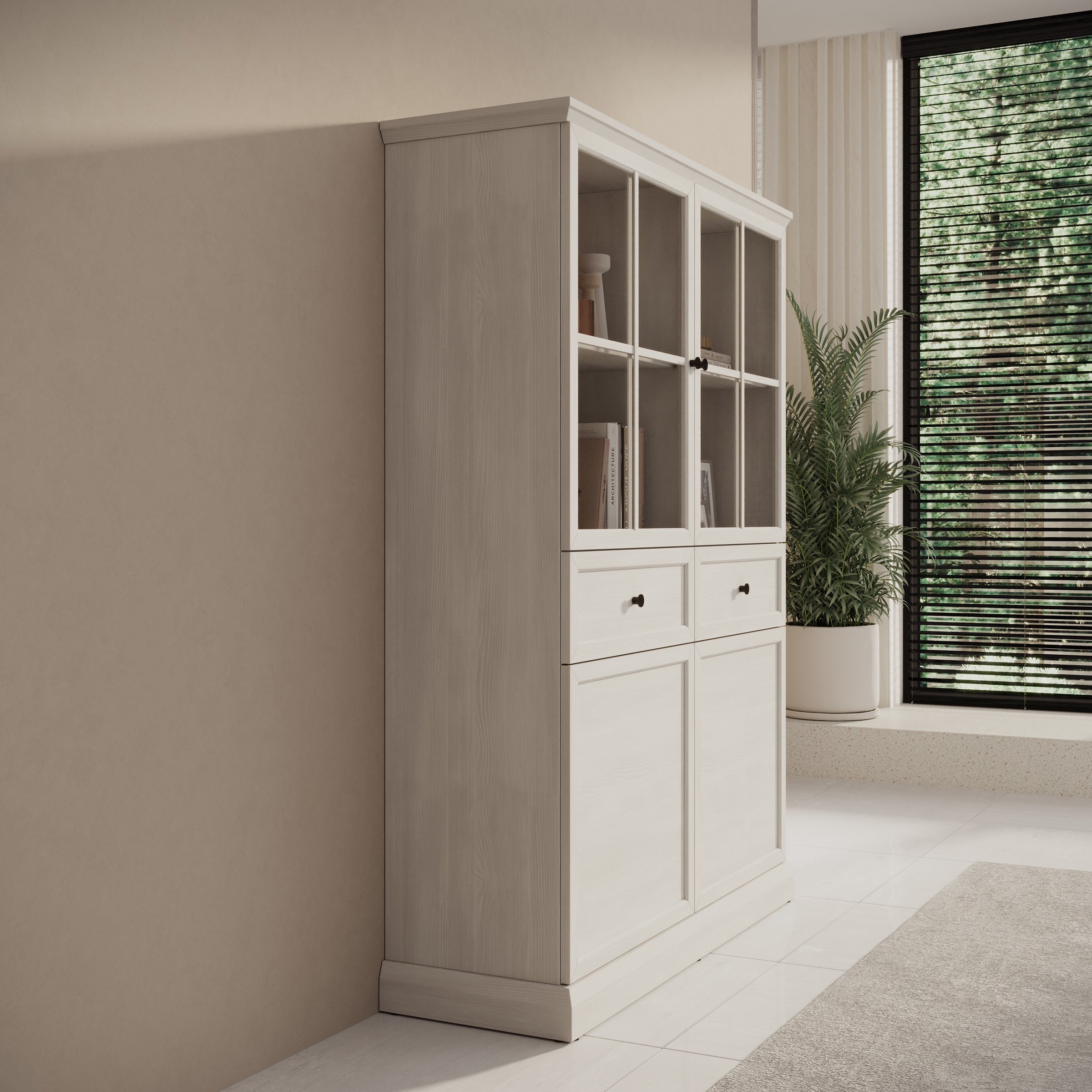Leroy - Vitrinekast - Wit - 114x40x161 cm