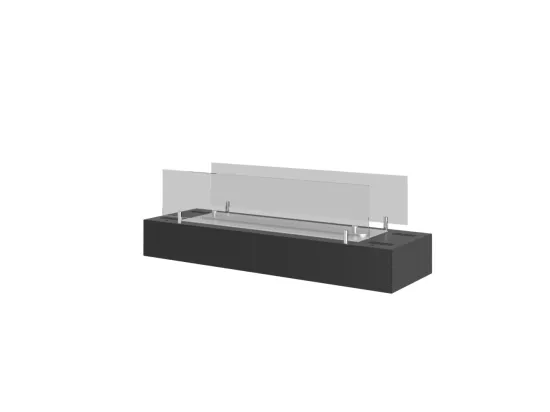 Brûleur au bioéthanol avec insert de plan de travail en acier inoxydable noir mat 60 cm avec verre