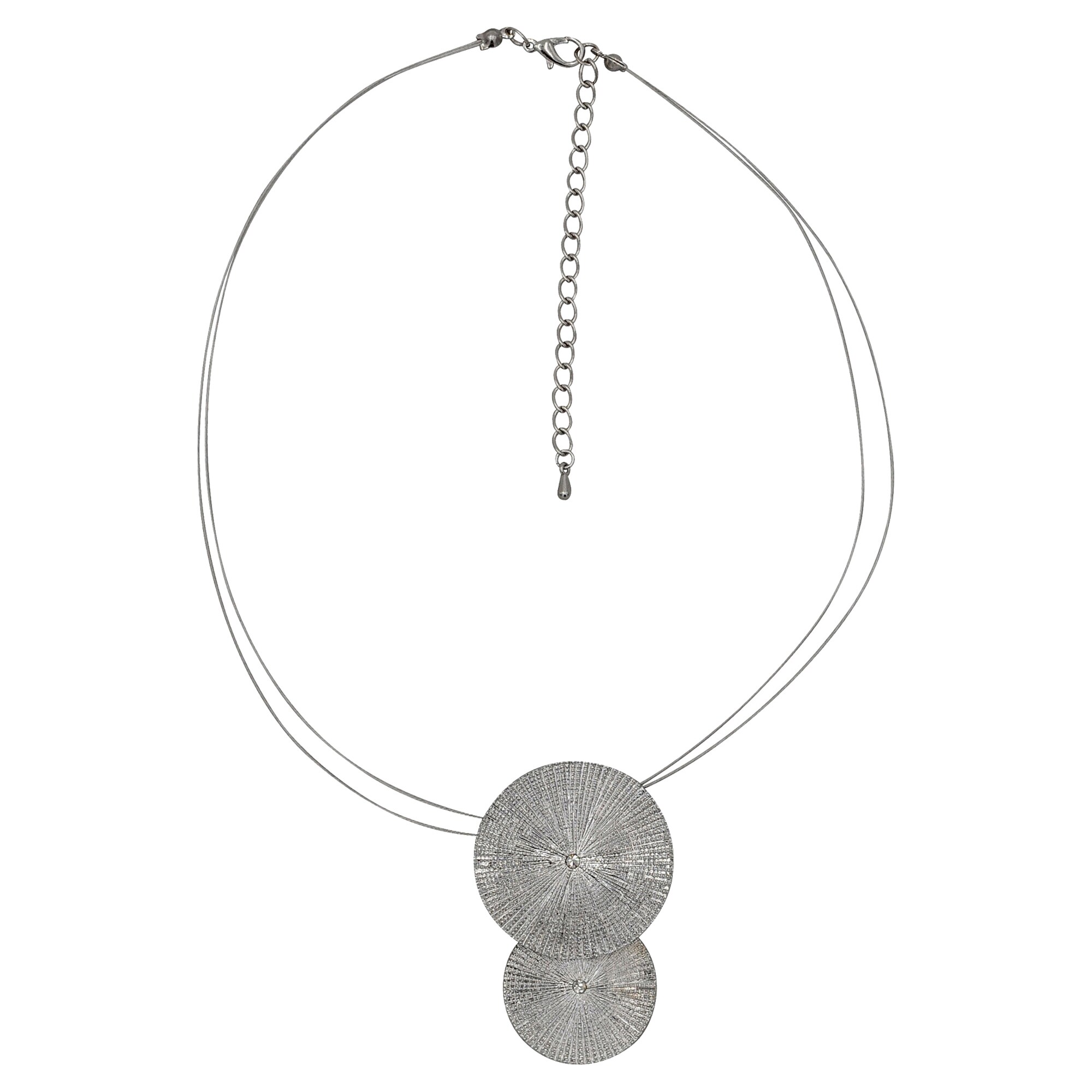 Steuer Modeschmuck Anhänger mit Kette Metall Anhänger aus 2 Scheiben an Draht, mit Glasstein