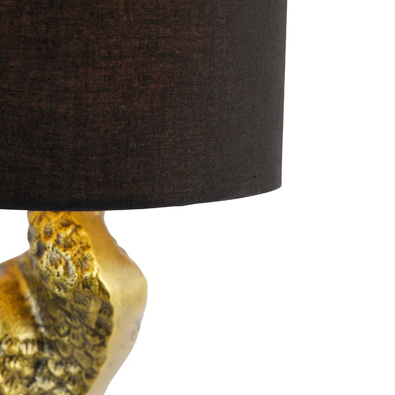 Vintage vloerlamp messing stoffen kap zwart - Animal Kraanvogel