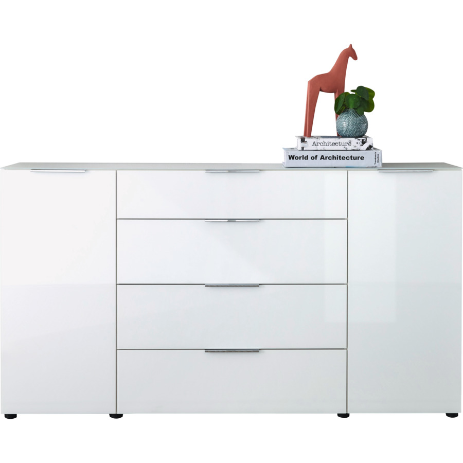 Sideboard Santo, Spanplatte Glas weiss, 226 x 99 x 40 cm