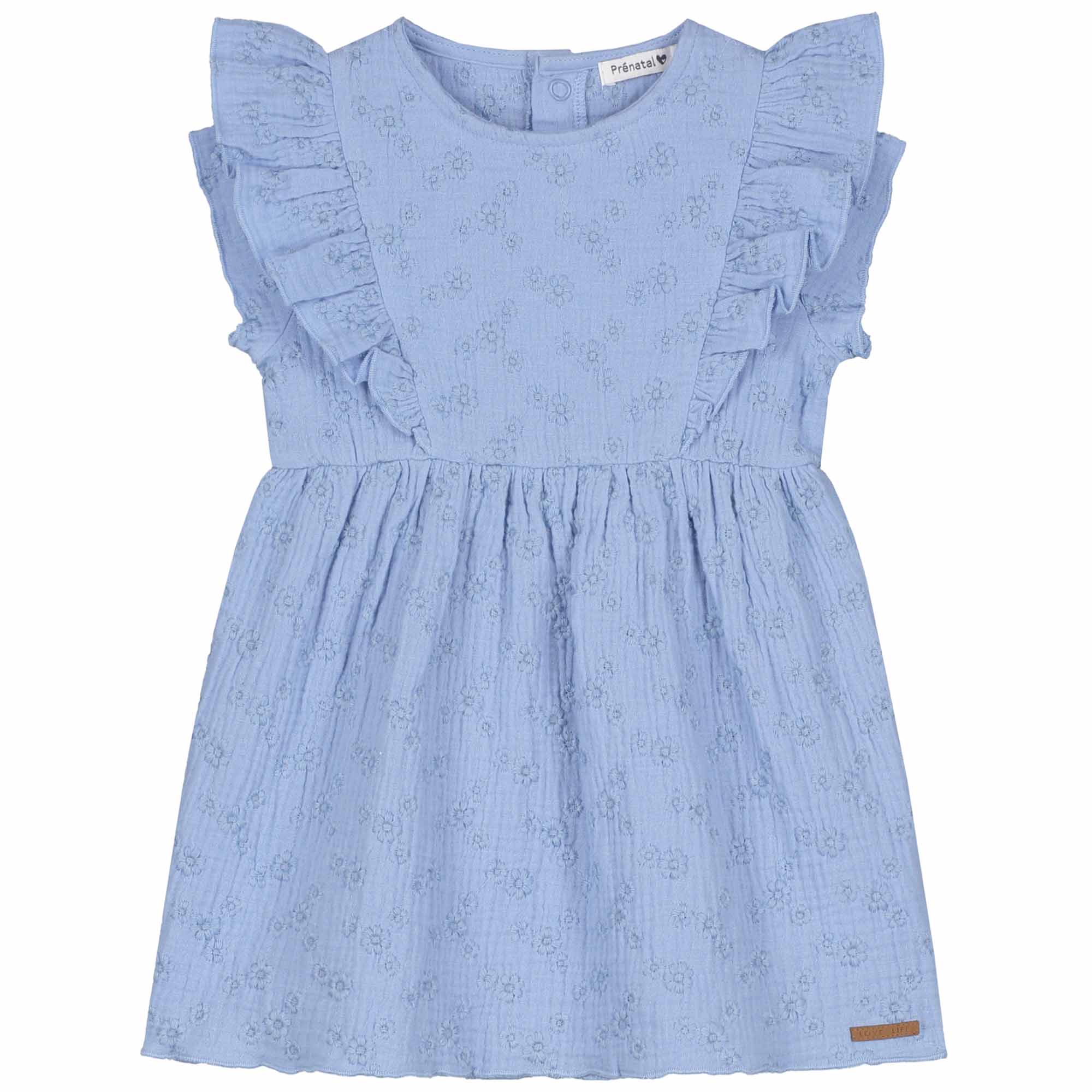 Prénatal baby jurk korte mouwen effen blauw