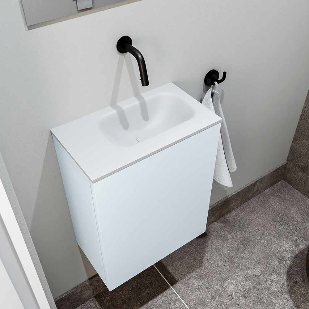 Zaro Polly toiletmeubel 40cm clay met witte wastafel zonder kraangat rechts