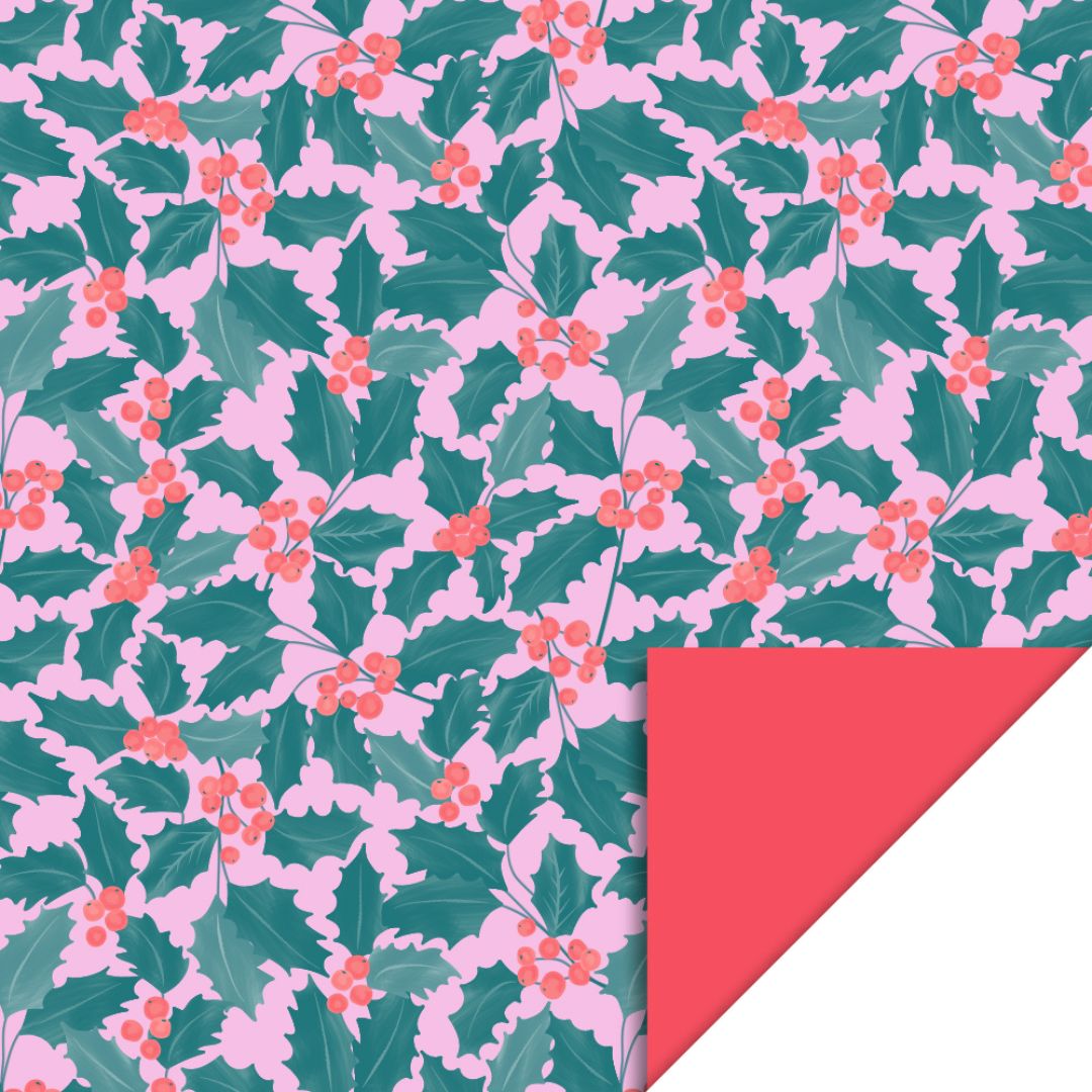 house of products inpakpapier hulstblaadjes - red - 3 m