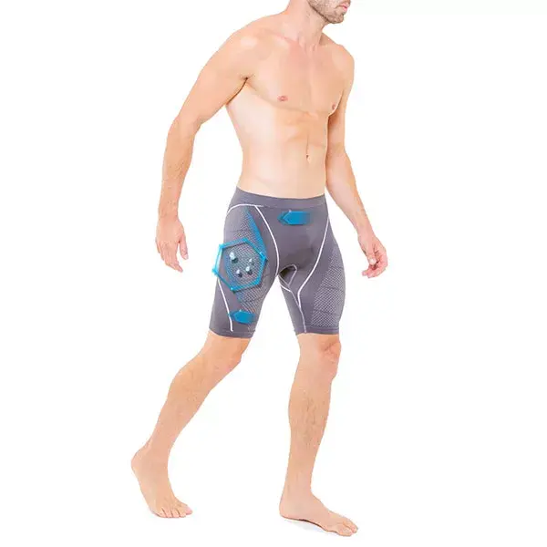 Calção de ciclismo de compressão cinza Cellutex para homem, tamanho P/M.