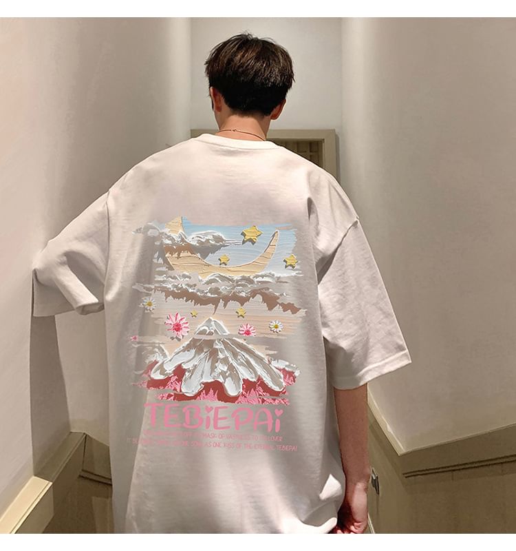 Wolfkane - T-shirt met korte mouwen en ronde hals en bergprint