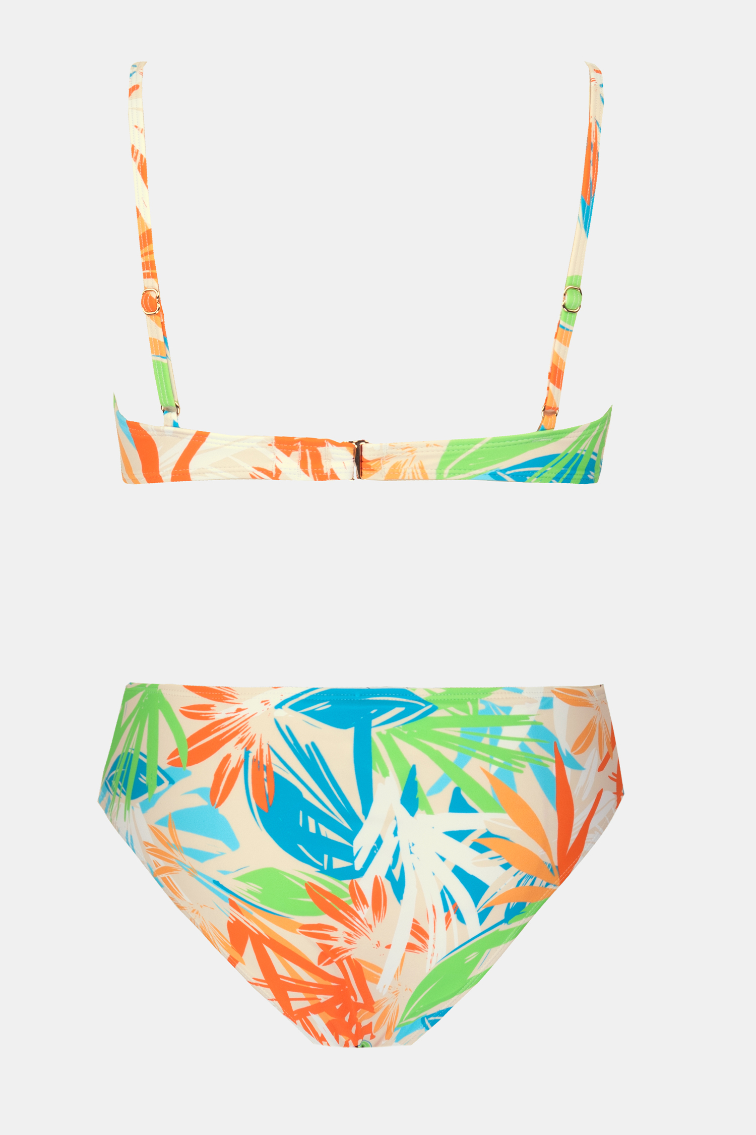 Bikini tropical taille moyenne avec armature à pompons
