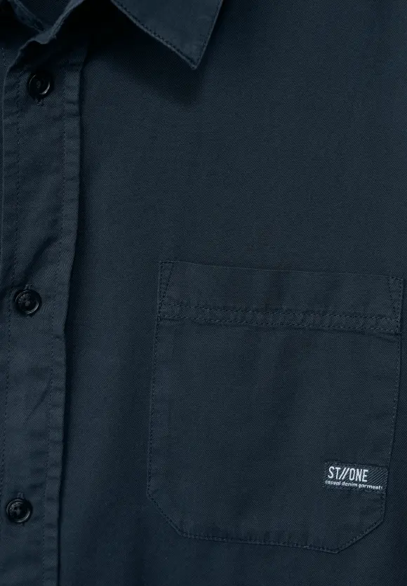 Baumwoll Twillhemd - diver blue