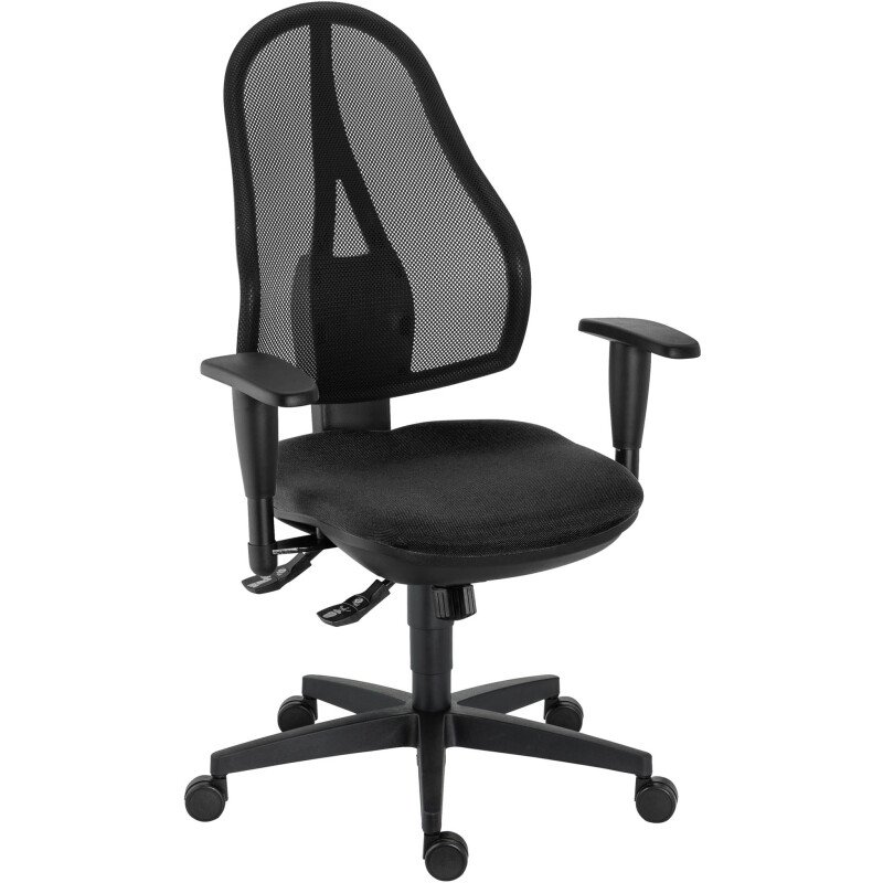 Chaise de bureau Holly tissu et maille - Dossier maille - avec ou sans accoudoirs - Mécanisme Synchrone - Pied noir