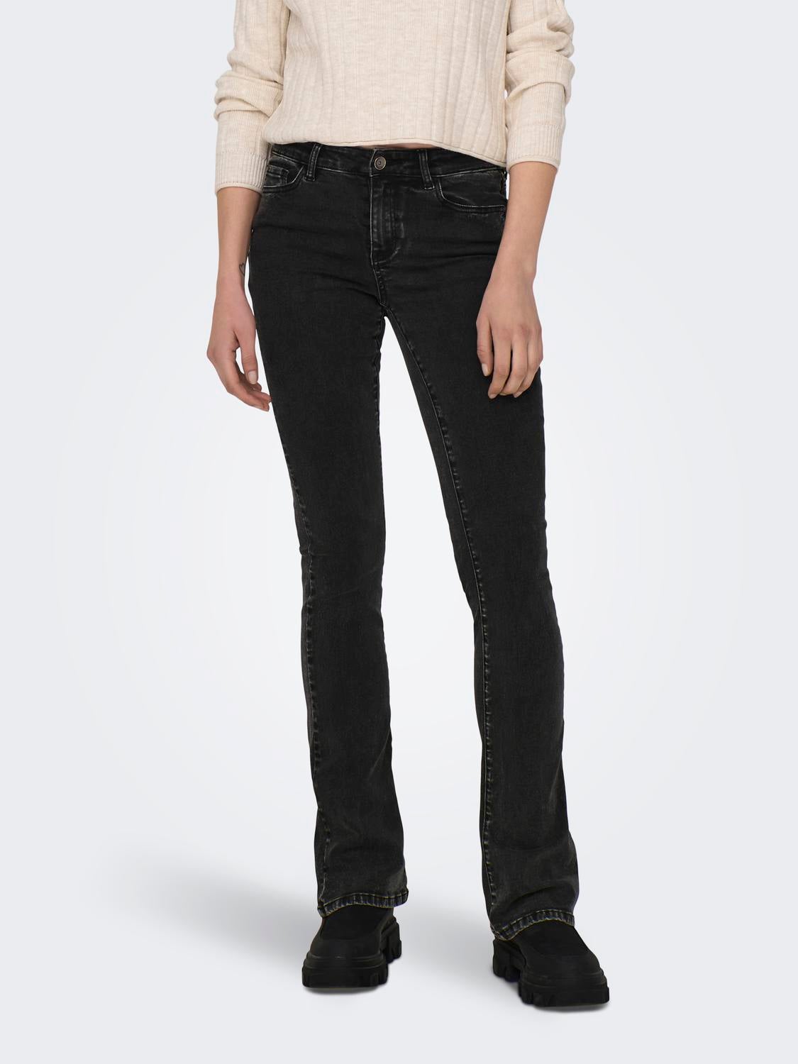 ONLROSE Mittlere Taille Ausgestellt Jeans Washed Black