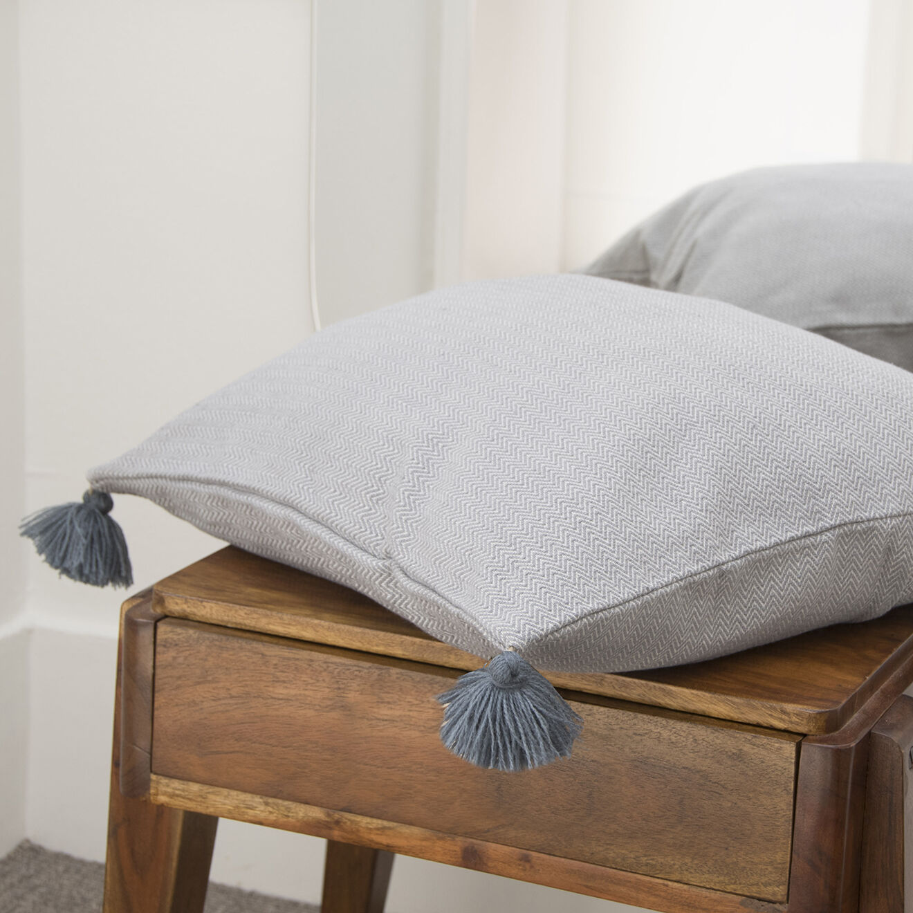 Febronie Housse de coussin unie gris moyen - 50x50 cm