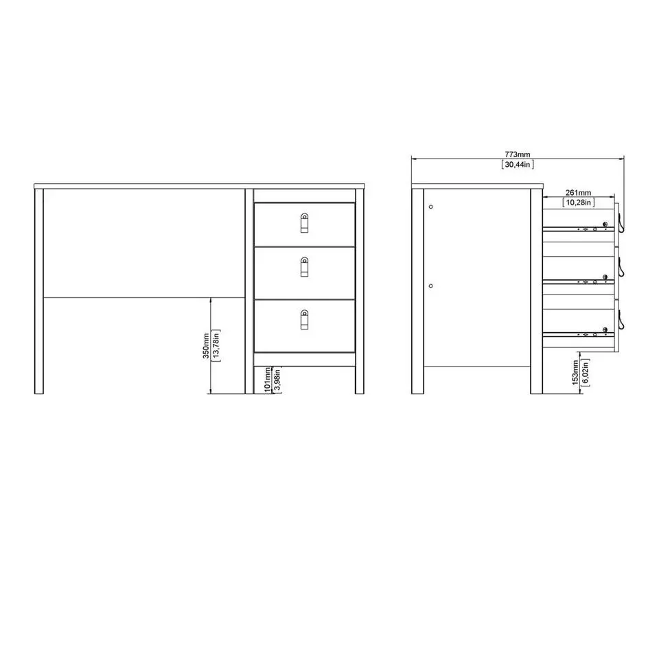 CALICOSY - Bureau BARCELONE - 76,5x120,4x48 cm