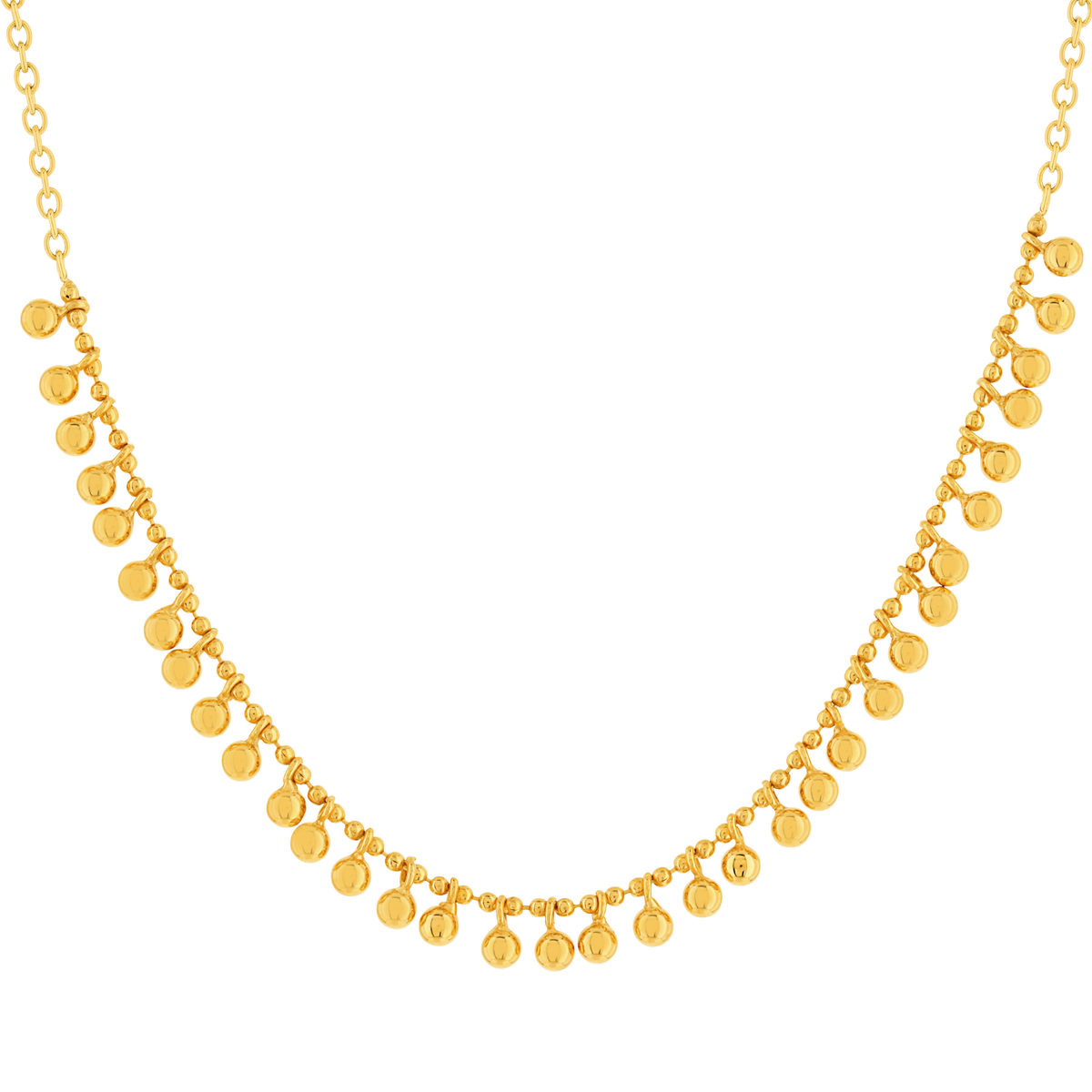 Collier plaqué or 40 à 45 cm pampilles boules