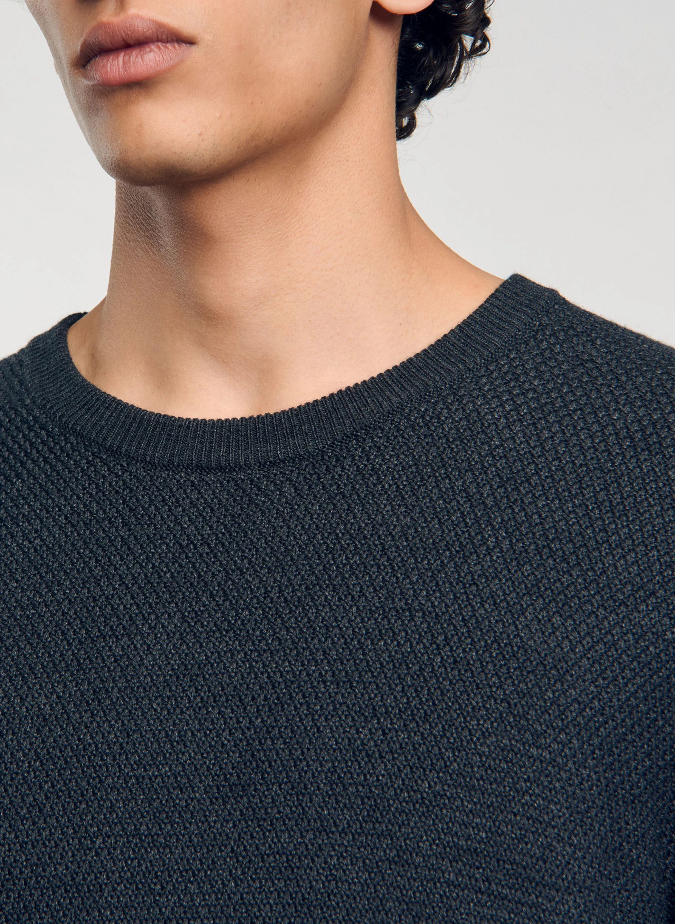 Pull col rond regular fit en laine mélangée | Gris