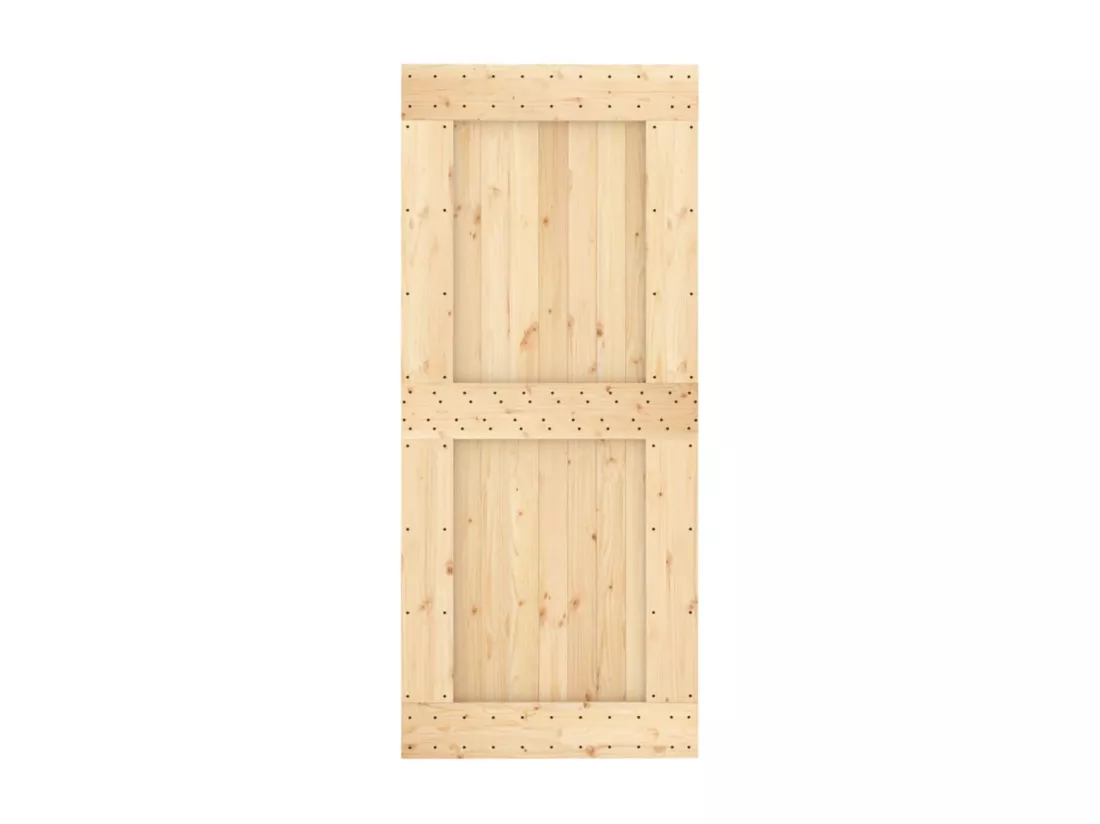 Porte coulissante et kit de quincaillerie 90x210 cm pin massif