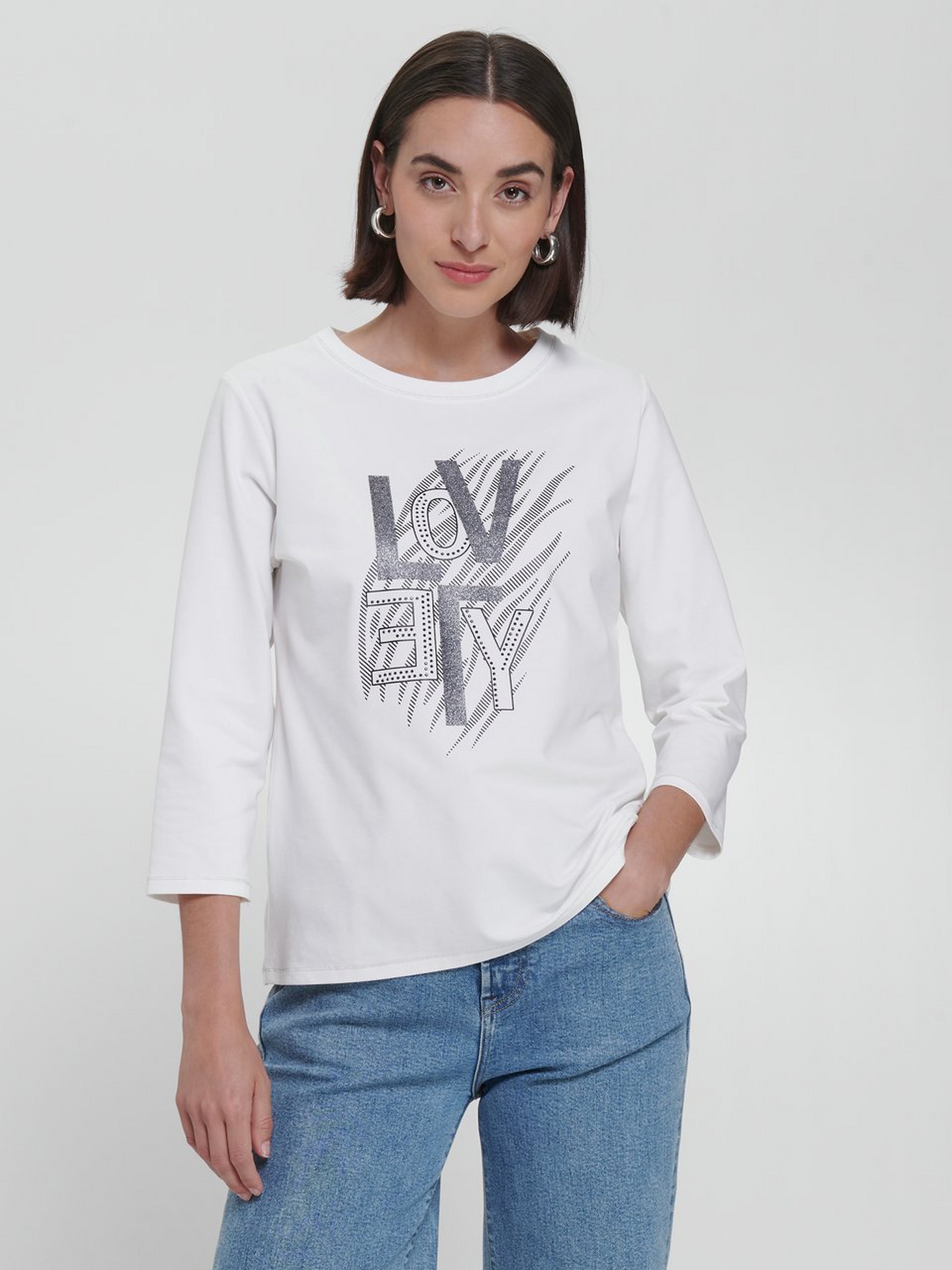 Rundhals-Shirt mit 3/4-Arm