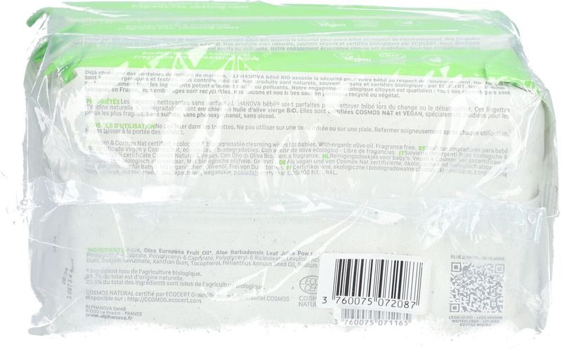 Alphanova - Bebe - Reinigingsdoekjes - Wit - 3 x 60 Stuks