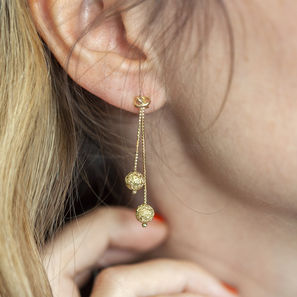 Boucles d'oreilles d'occasion or 750 jaune pendants