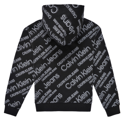 Calvin Klein Jeans - SLANTED AOP LOGO RELAXED HOODIE - Noir