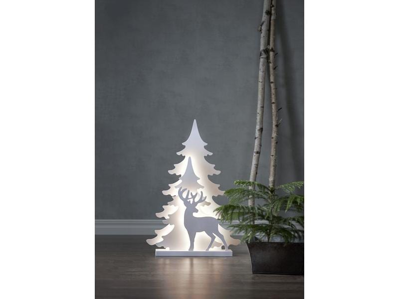 Star Trading Tischdeko Grandy 70 cm, 36 LED, Holz, Weiss Beleuchtete Weihnachtssilhouette