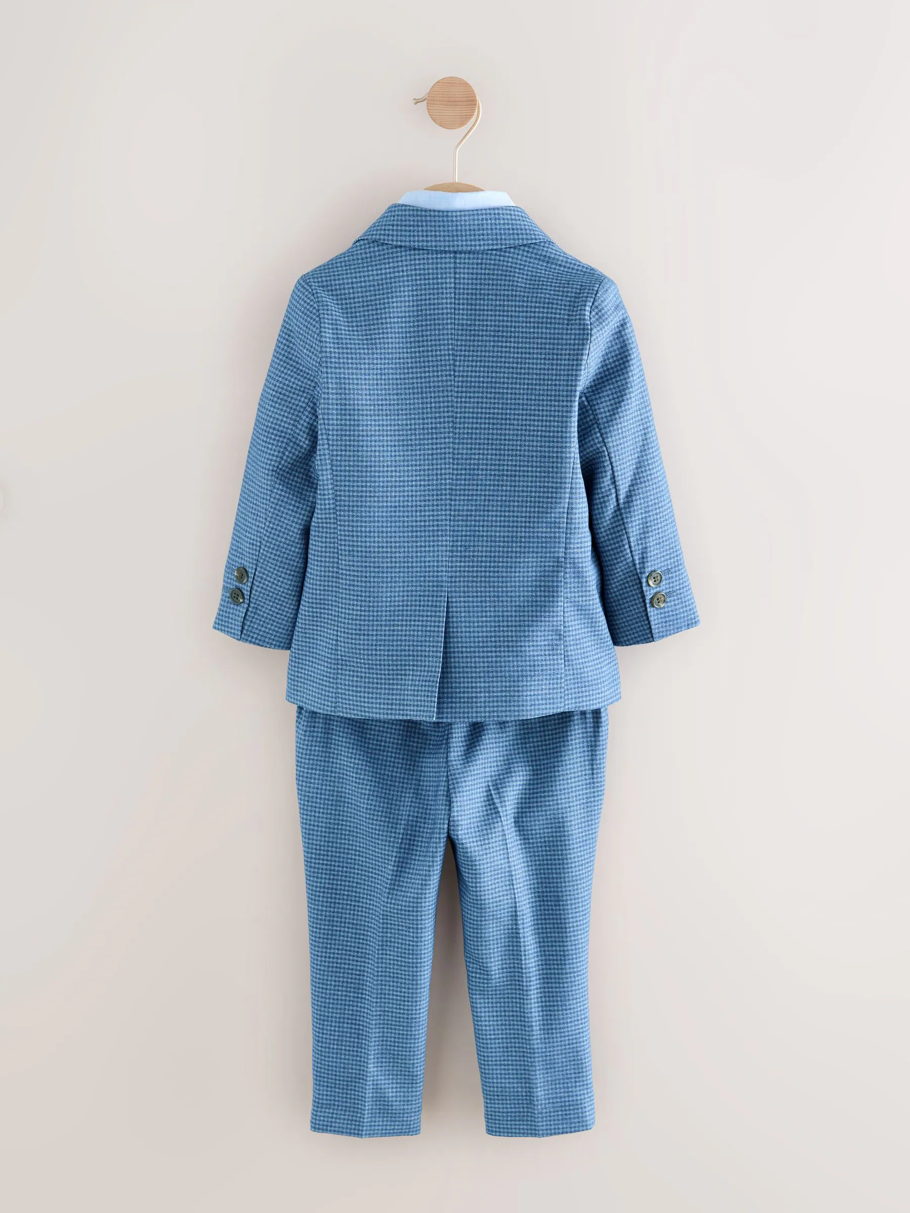 Blauw geruit - Set van blazer, overhemd, broek en vlinderdas (3 mnd - 9 jr)