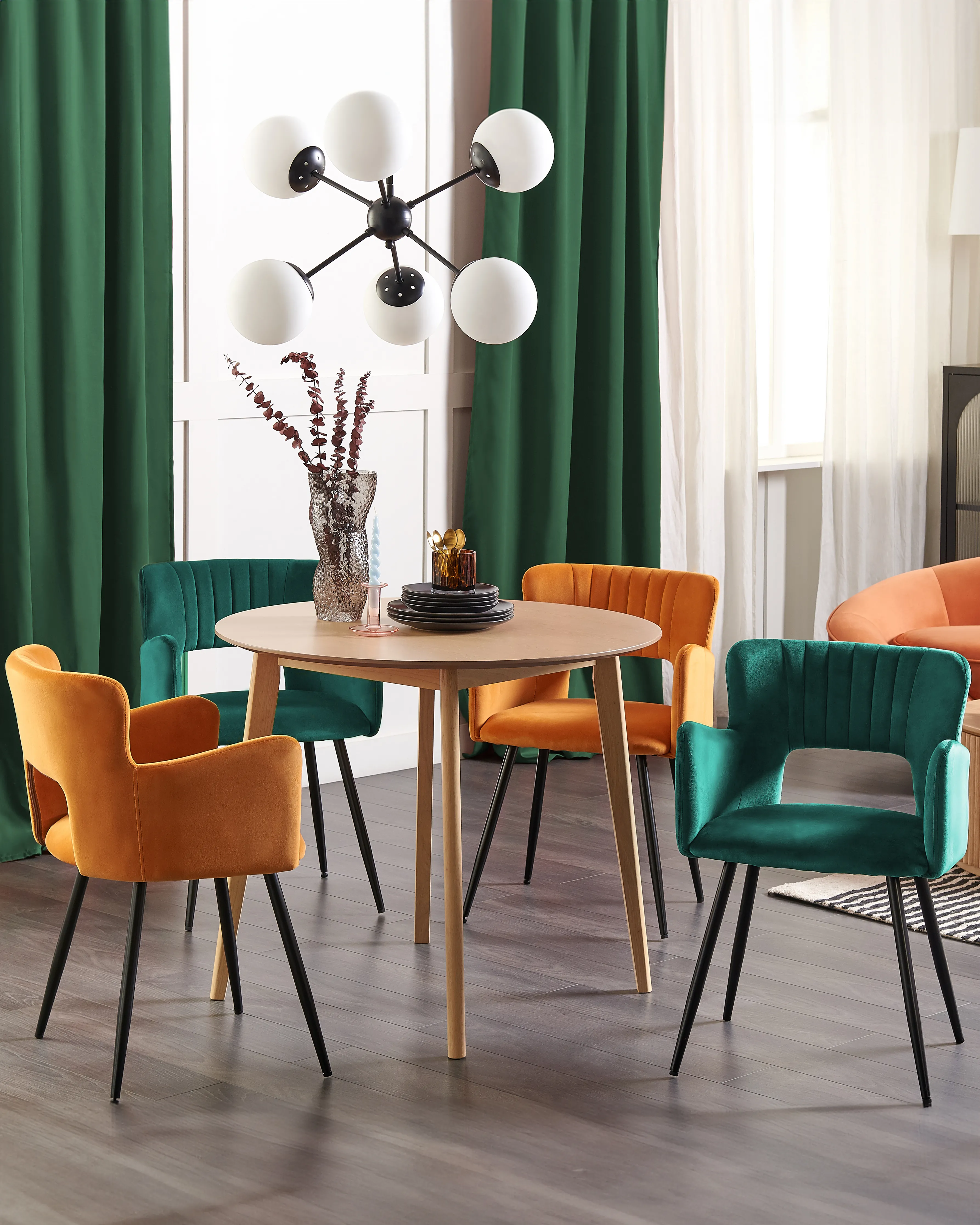 Set van 2 eetkamerstoelen SANILAC Fluweel Smaragdgroen