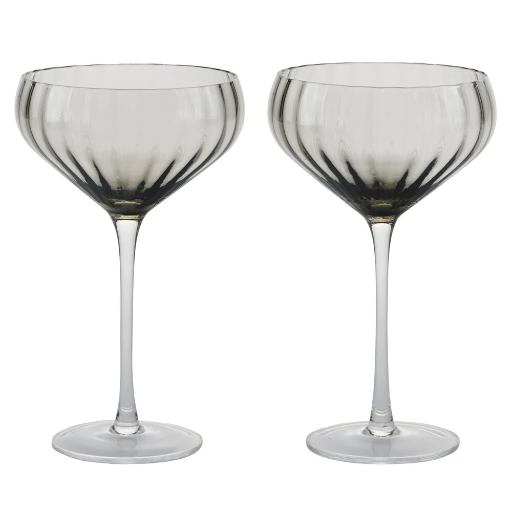 Bahne Interior  Champagneskål, 2 stk. - grå/klar