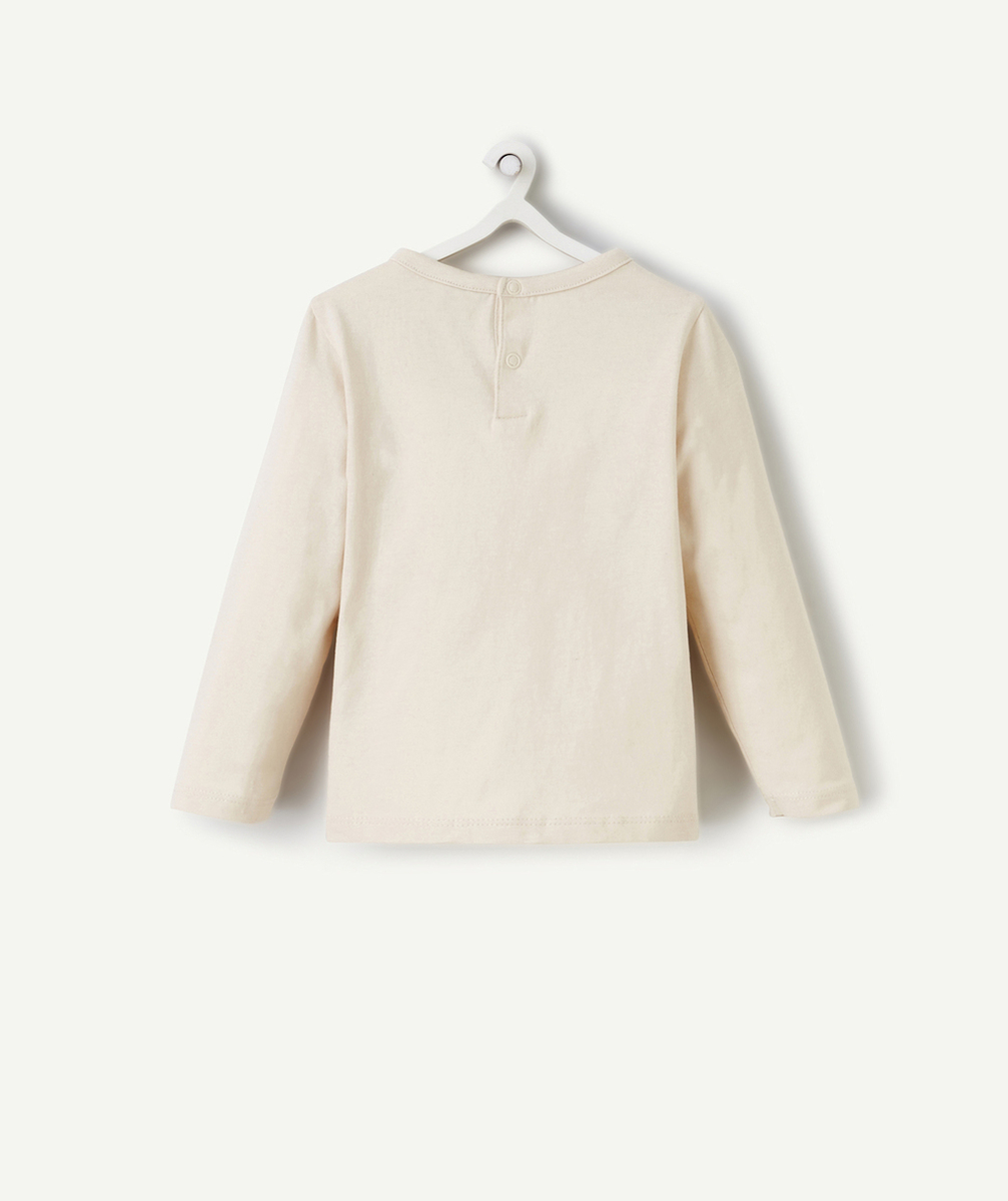 T-SHIRT MANCHES LONGUES BÉBÉ GARÇON EN COTON BIO BEIGE MOTIF LOVE