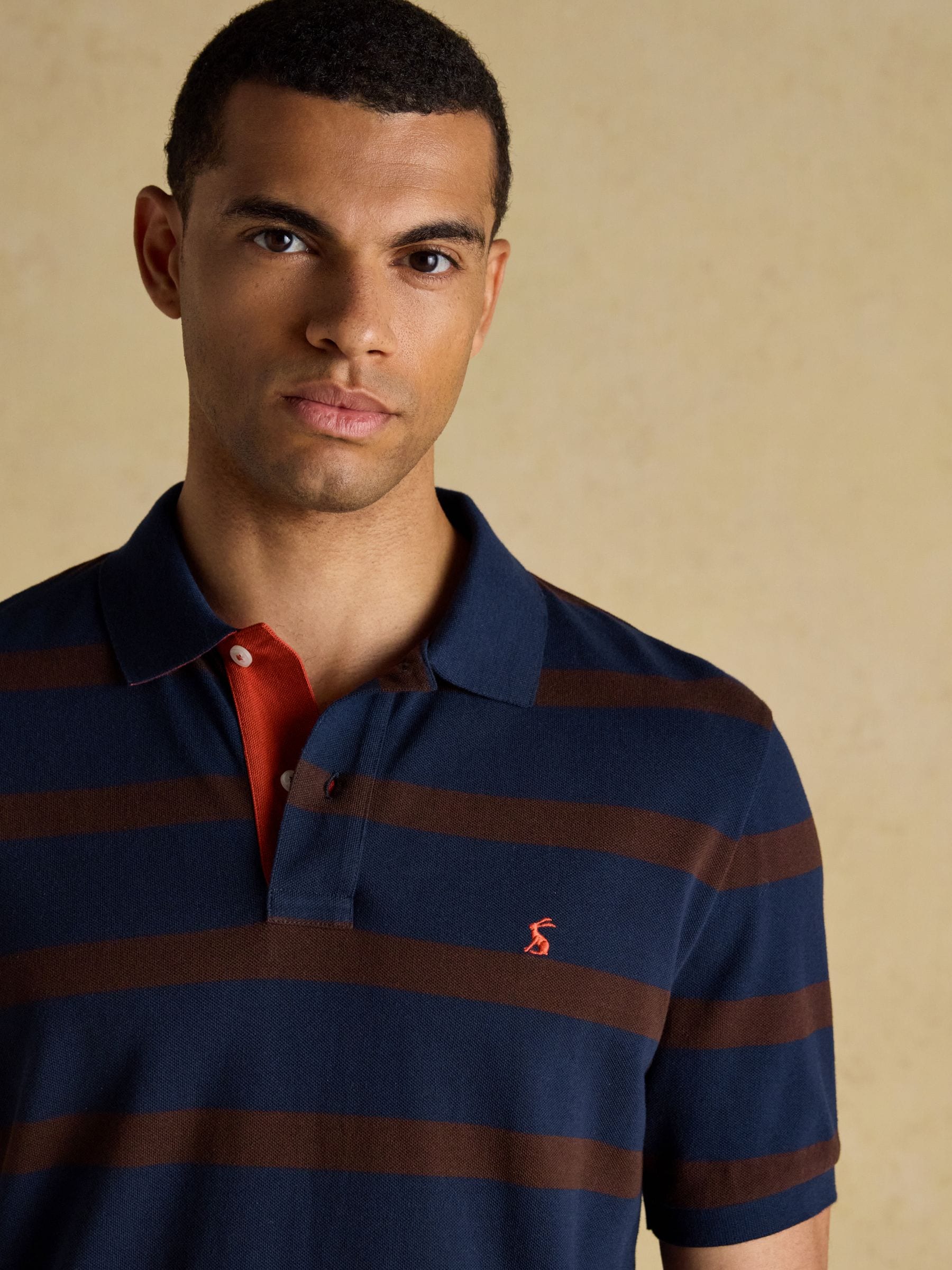Bruin en navy - Joules Woody pigué poloshirt van katoen