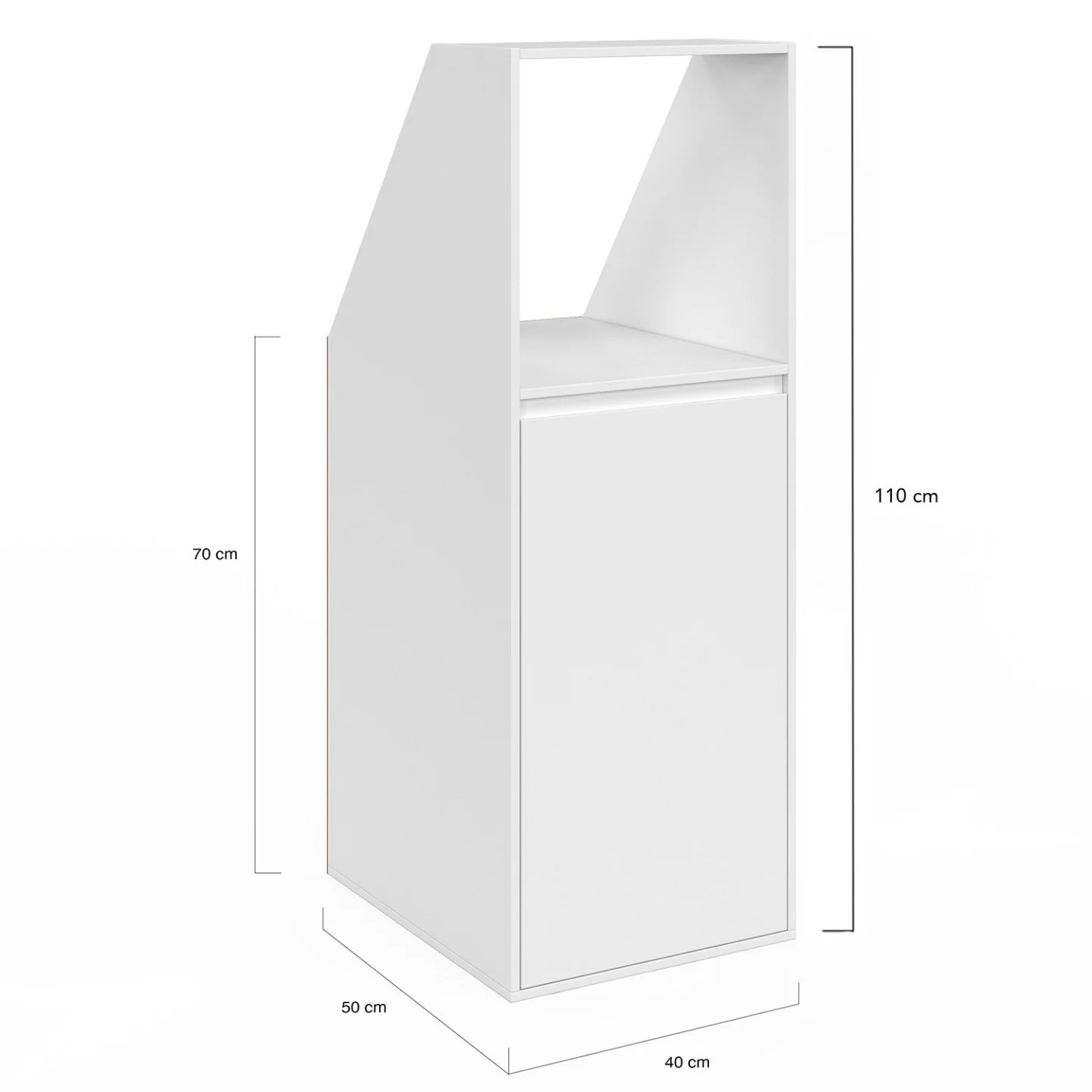Ensemble étagère 2 niveaux, armoire 2 portes et armoire 1 porte + 1 niche sous pente TOMI blanc
