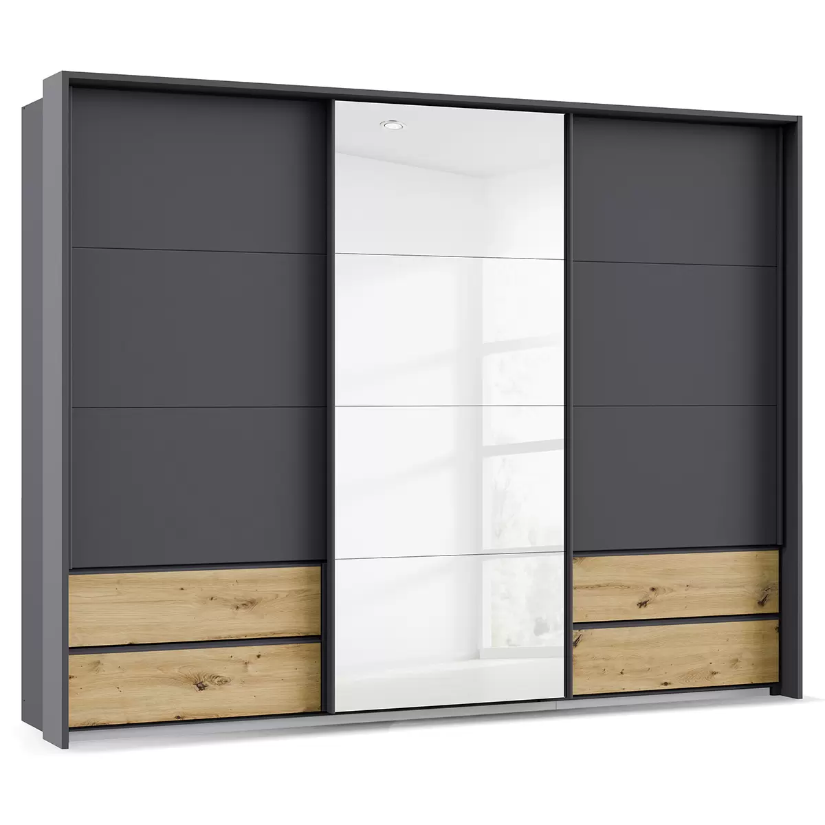 Schwebetürenschrank 3trg. Karpo Artisan Eiche,grauschwarz