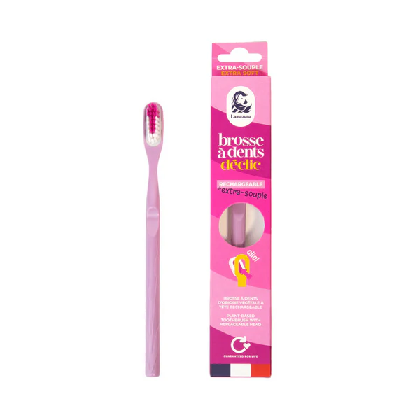 Lamazuna Brosse à dents écologique rechargeable - Extra souple - Mimosa