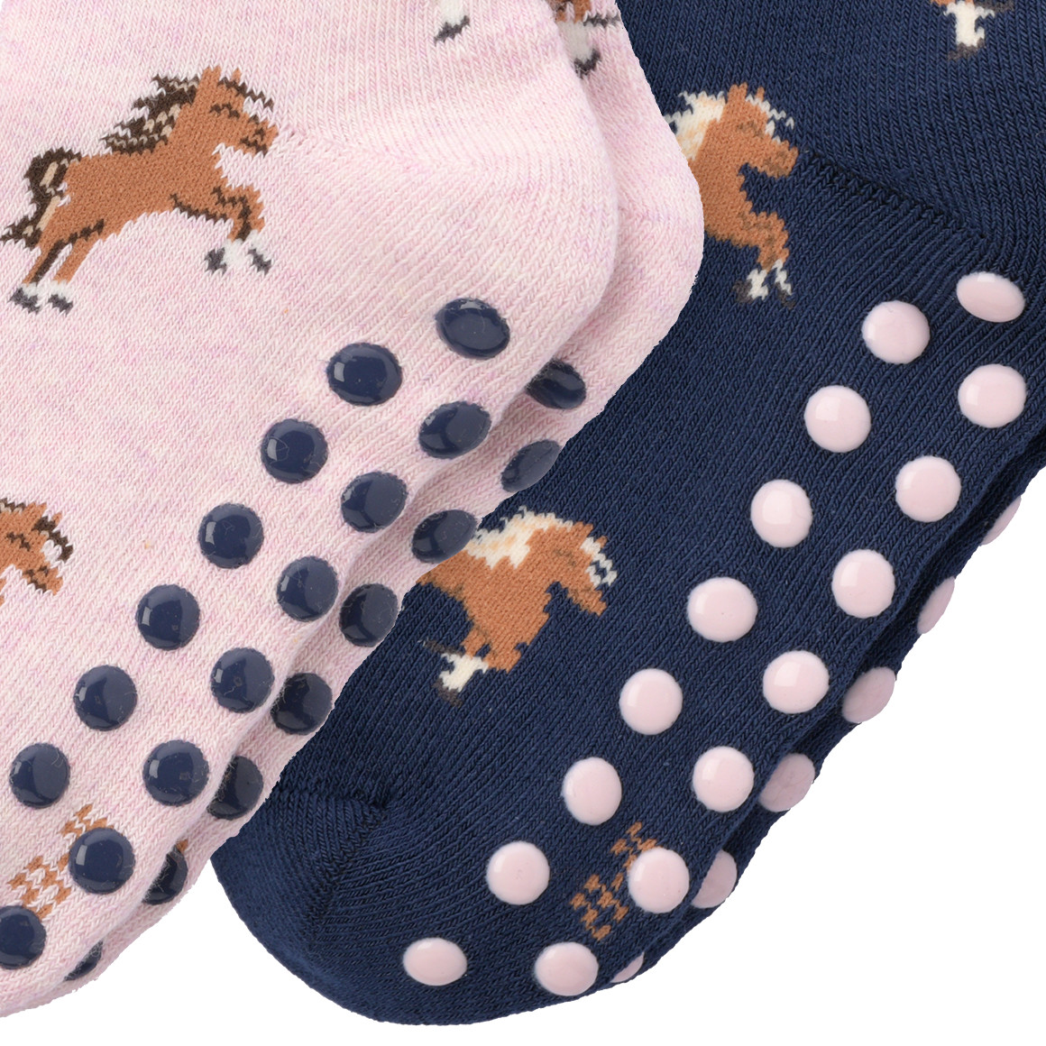 Topolino 2 Paar Mädchen Stoppersocken im Set dunkelblau / hellrosa