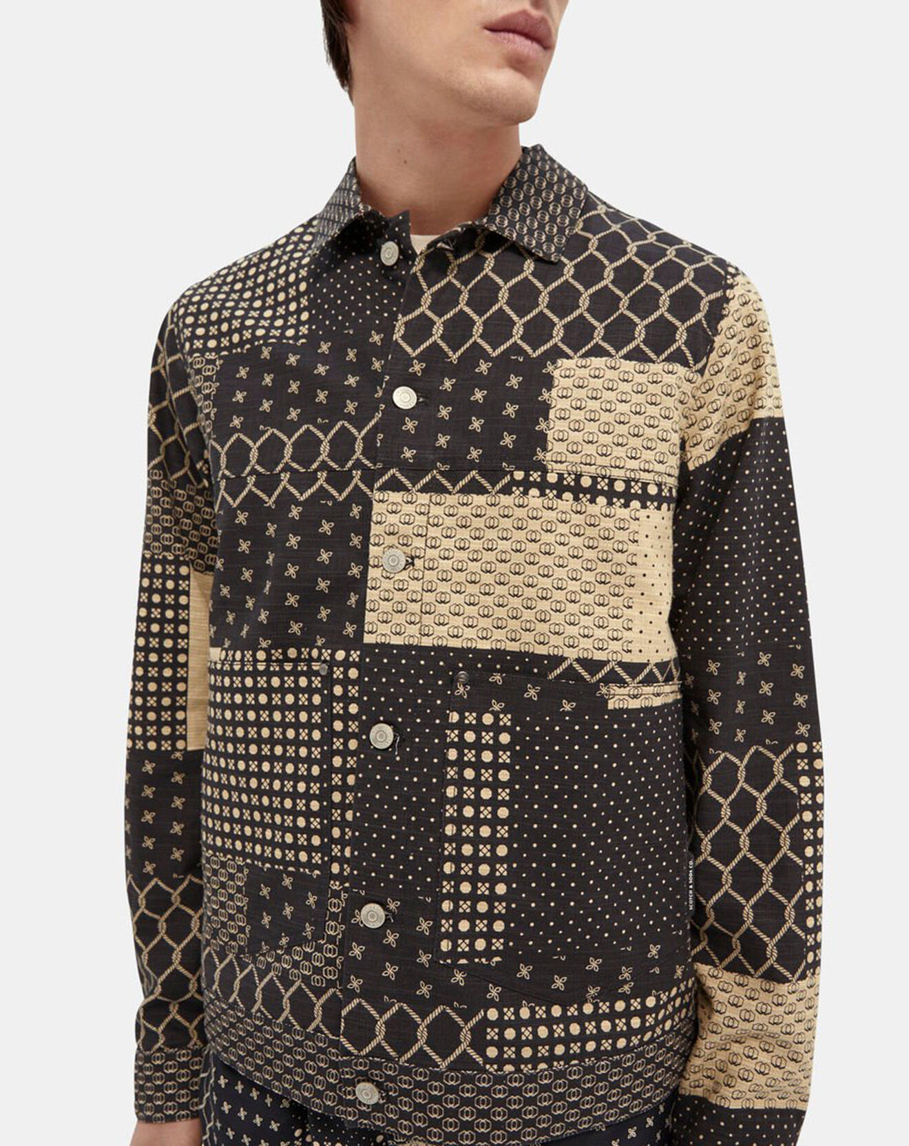 Scotch & Soda Surchemise en Coton & Lin Patchwork noire