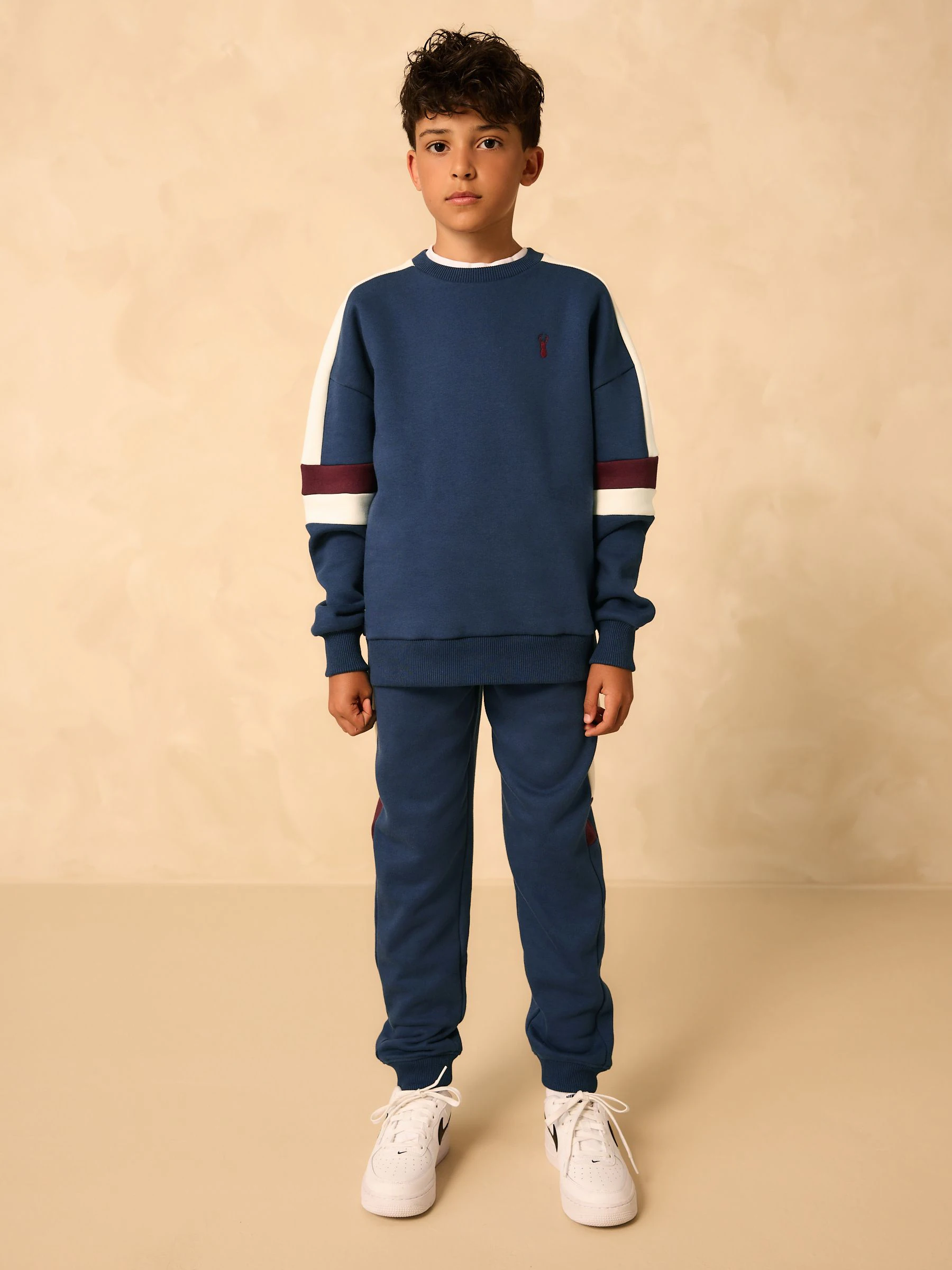 Marineblauw - Colourblock Crew Set