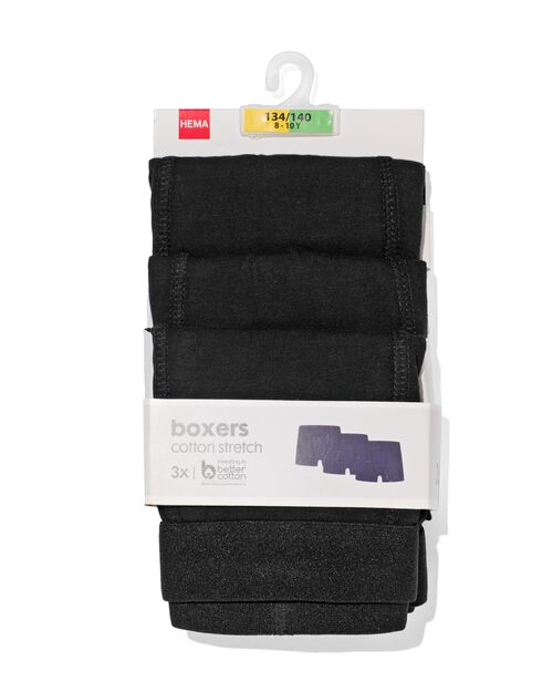 3 boxers basic enfant coton stretch noir