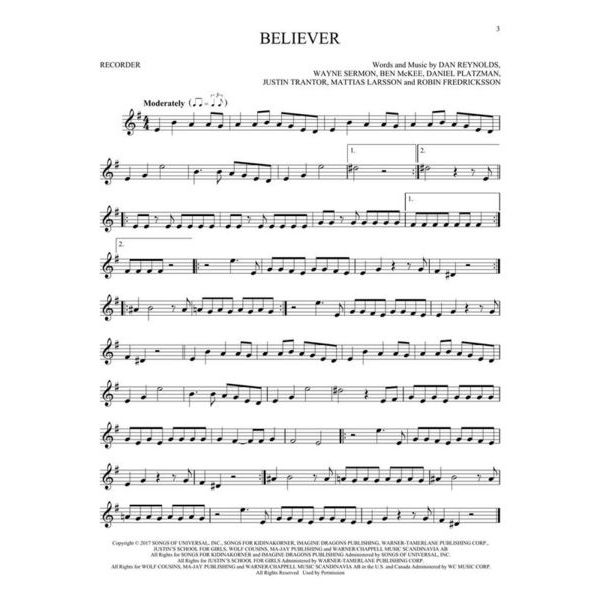 Hal Leonard 50 Popsongs for Kids Recorder