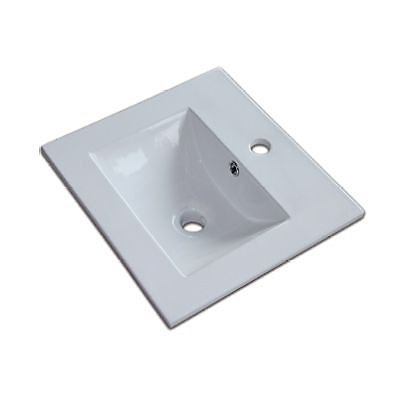 Caisson meuble sous vasque version gauche à poser Cooke & Lewis Waneta taupe 43 cm + façade de meuble taupe + plan vasque en céramique blanche