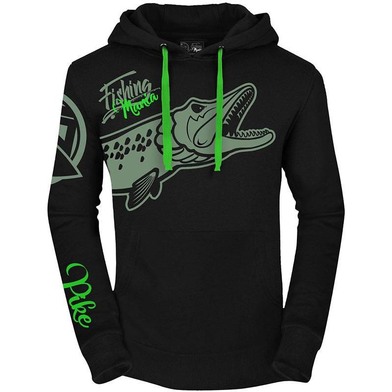 Sweat Homme Hot Spot Design Fishing Mania Pike - Noir