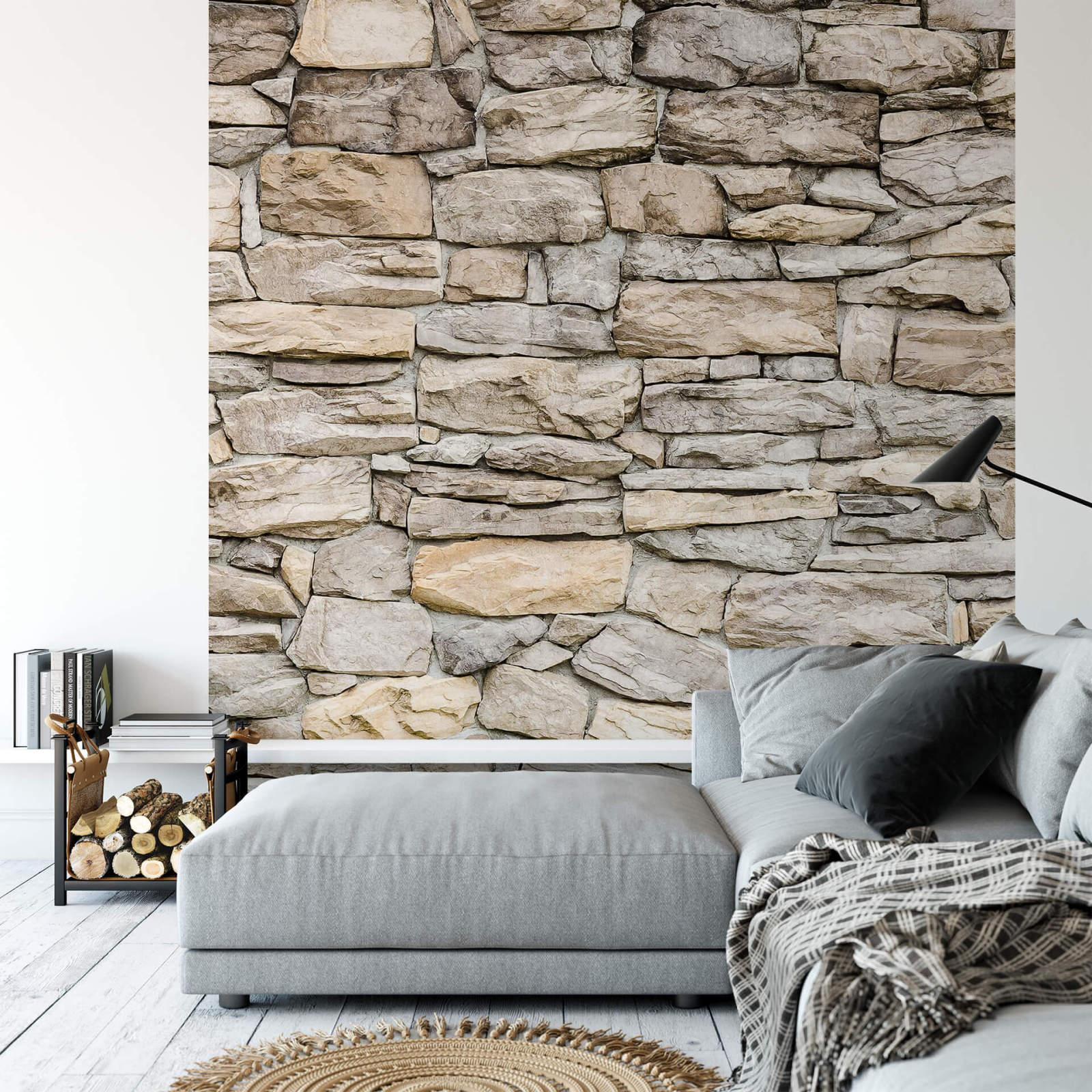 Fototapete DESIGNWALLS 2.0 - grau-beige/creme - Steinmauer - 2,6 Meter