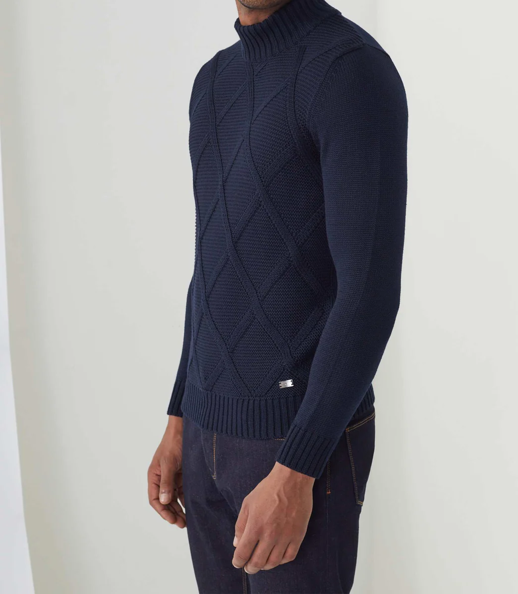 Pull col montant laine marine 