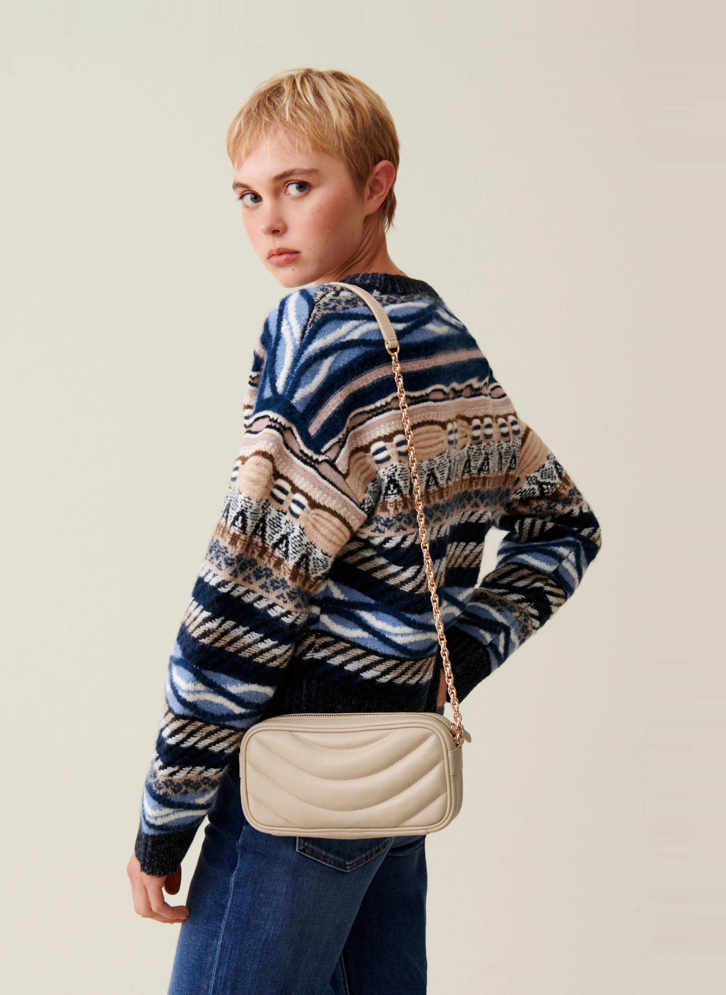 Sac bandoulière en cuir | Beige