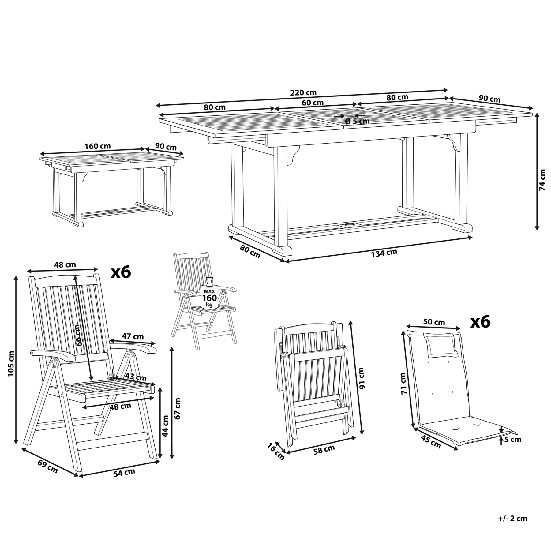 Beliani - JAVA  - Tuinset voor 6 - Taupe - Acaciahout