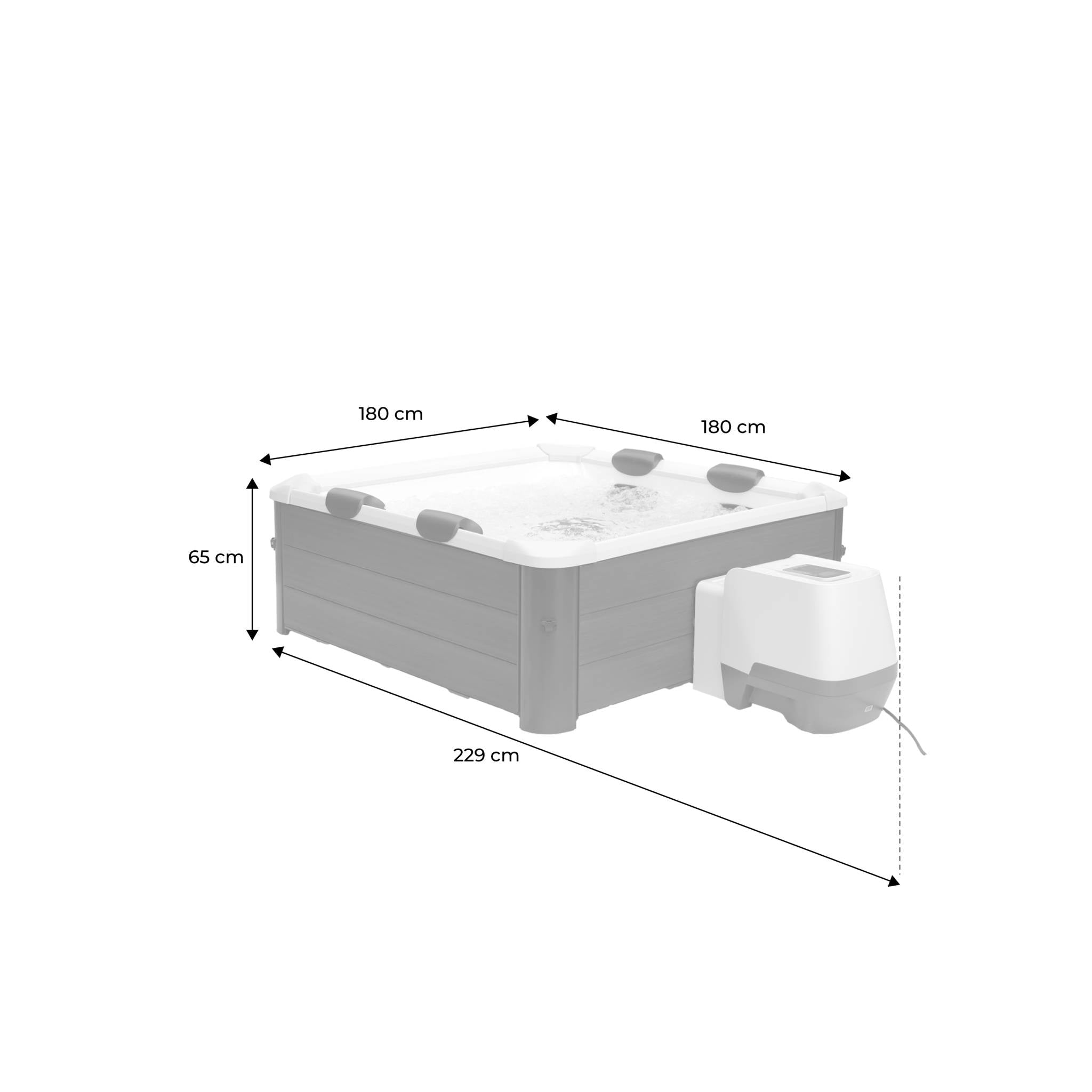 sweeek - 6-persoons 180cm vaste hydro-massage spa, inclusief 4 kussens