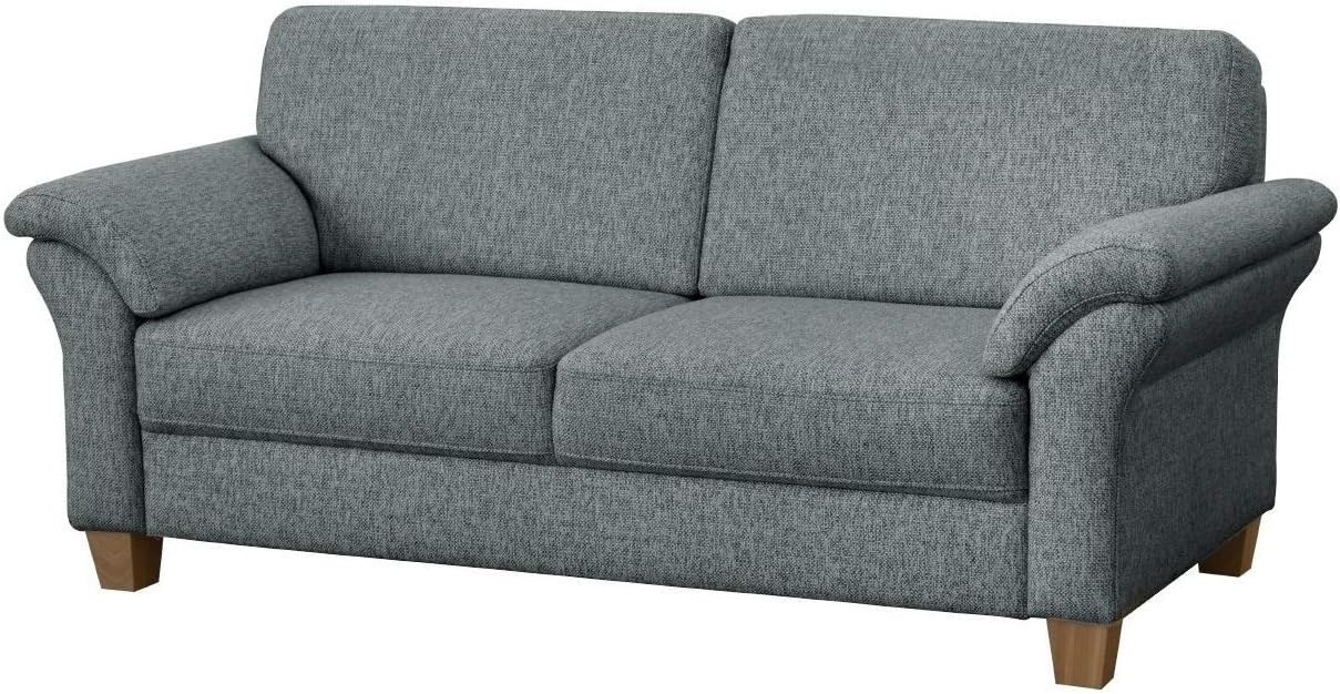 CAVADORE 3-Sitzer Byrum / Große 3er-Couch im Landhausstil mit Federkern / Passend zur edlen Sofagarnitur Byrum / 186 x 87 x 88 / Flachgewebe: Hellgrau
