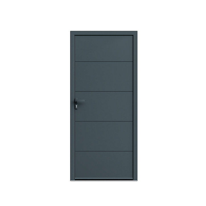 Porte d'entrée FORTIA alu gris RAL 7021 Madryn 96 x h.218 cm poussant droit