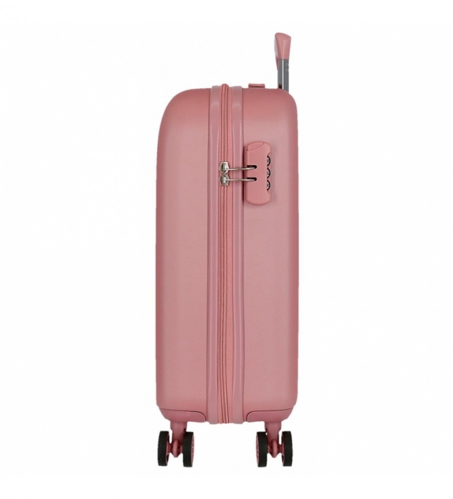 Mala de cabine rígida Movom Riga 55cm rosa -40x55x20cm-