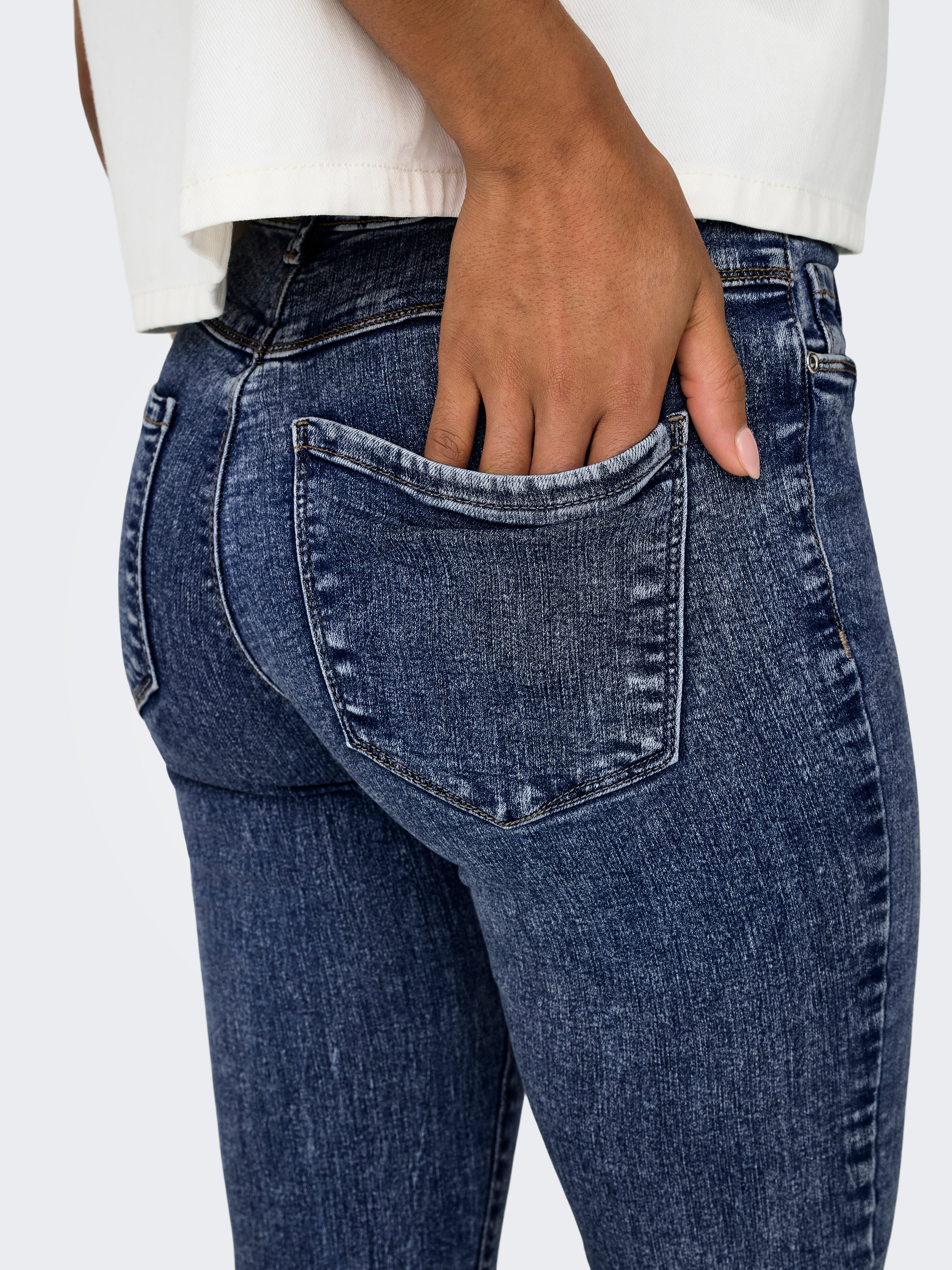 ONLRAIN Mittlere Taille Skinny Fit Jeans Dark Blue Denim