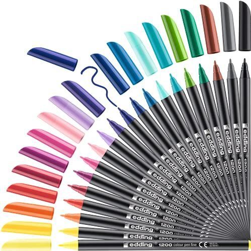edding - 1200 - Viltstiften - Meerkleurig - Set van 12 pennen + 2 gratis - Ronde punt 1 mm