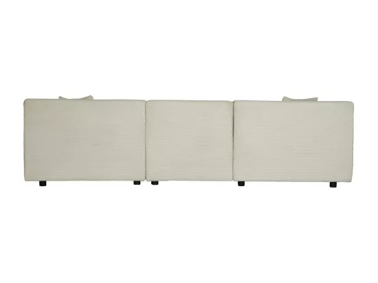 Canapé modulable 3 places + 1 pouf velours côtelé beige MONROE